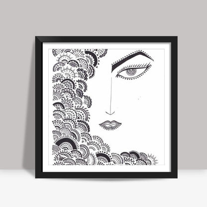 doodle, black and white Square Art Prints