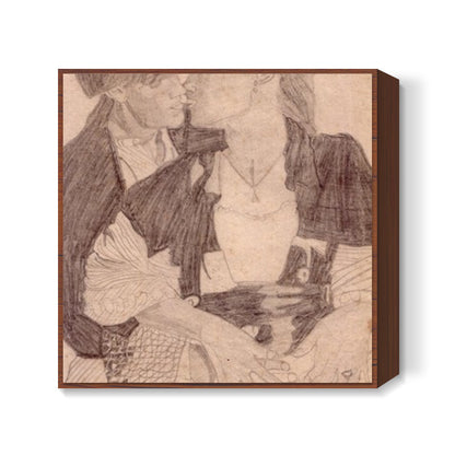 Leonardo Da Vinci and Kate Winslet in a moment of fond togetherness Square Art Prints