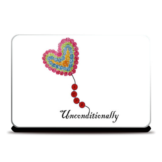 Laptop Skins, Love Unconditionally Text Floral Heart Valentines Day Laptop Skins