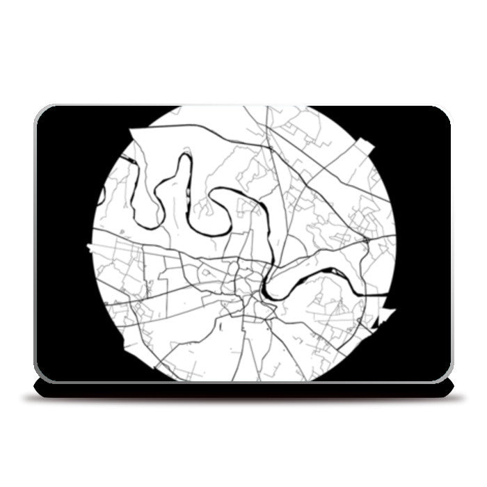 Agra Map, Black and White, India Map, World Map, Minimal Art, Poster, Wall Decor Laptop Skins