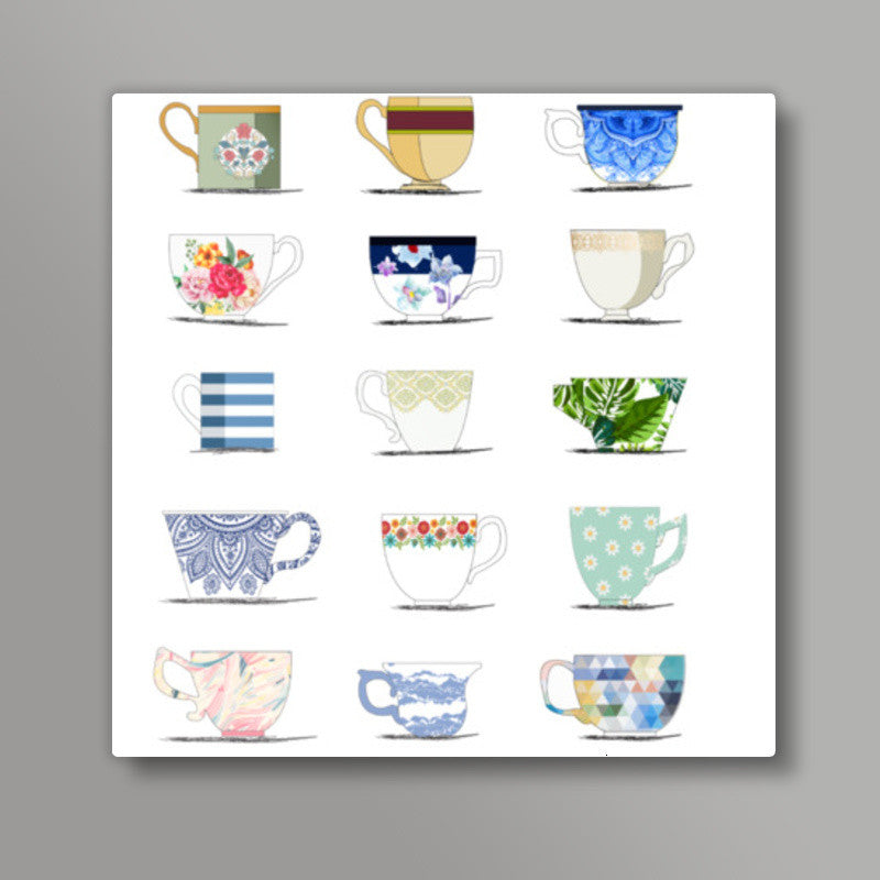 VINTAGE CUPS Square Art Prints