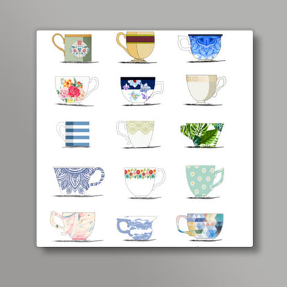 VINTAGE CUPS Square Art Prints