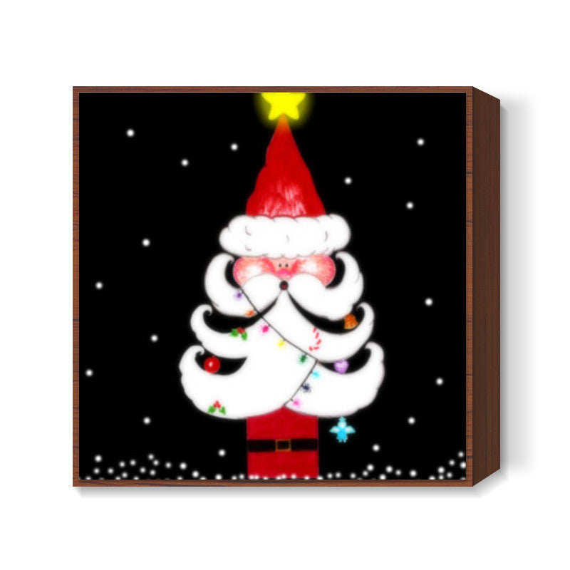 Santa tree Square Art Prints