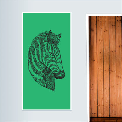 Floral Zebra Head Door Poster