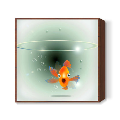 fish in bowl Square Art Prints