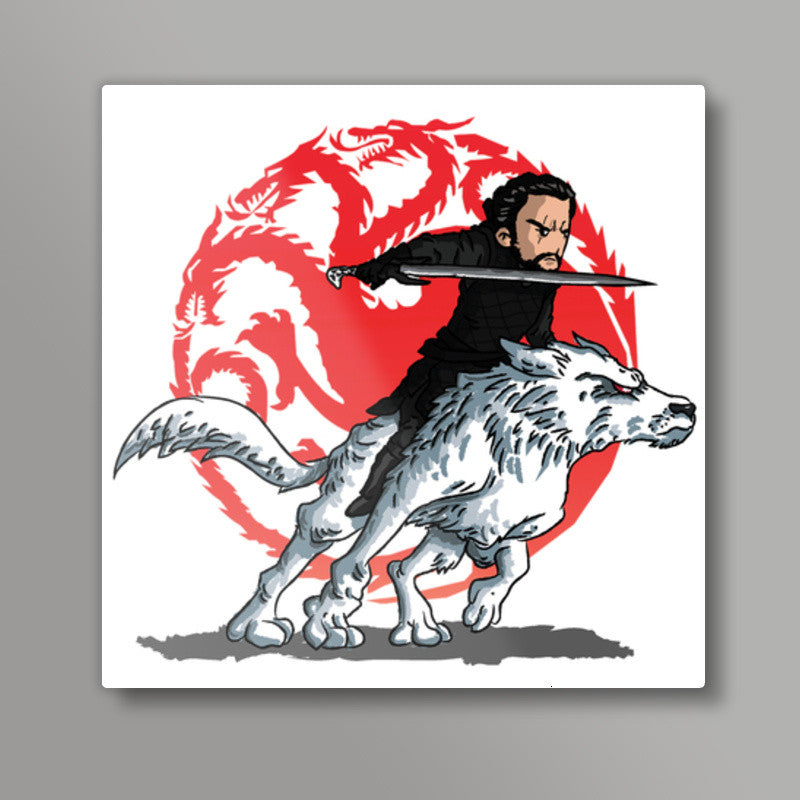 jon snow of game of thrones Square Art Prints