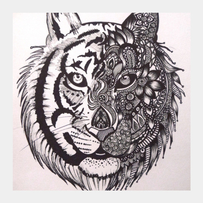 Tiger Mandala Square Art Prints