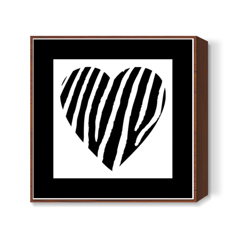 Zebra Heart Square Art Prints