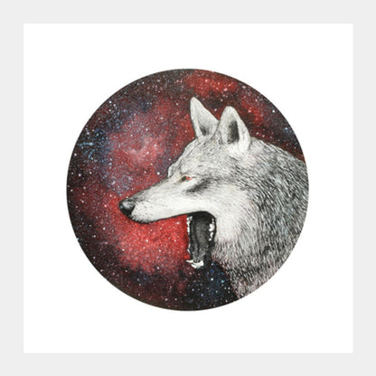 Red Wolf Square Art Prints