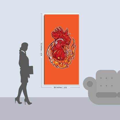 Rooster on fire Door Poster