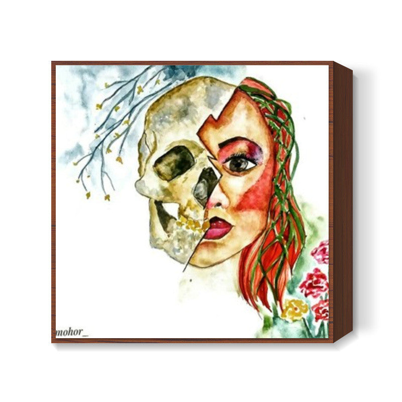 Illustration Art : we all have our dark side Square Art Prints