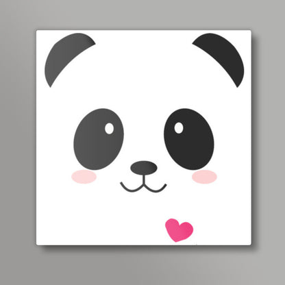 Cute Panda White Square Artwork