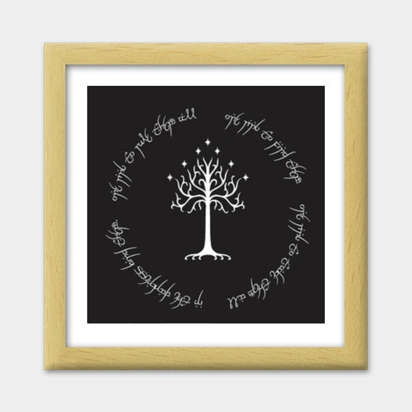 Lord of the rings tree of gondor one ring Premium Square Italian Wooden Frames