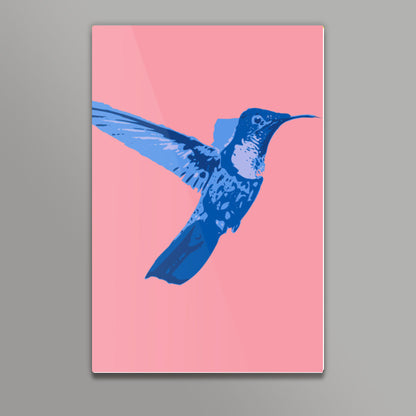 Abstract humming bird blue Wall Art