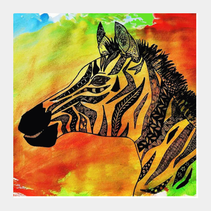 Rainbow Zebra Zentangle Square Art Prints