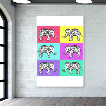 Colourful Elephant Patterns Wall Art