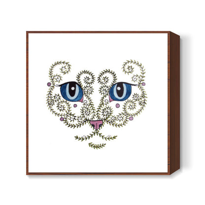 Big Eyes Cat Face Design Square Art Print