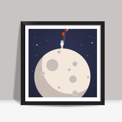 Man on the moon Square Art Prints