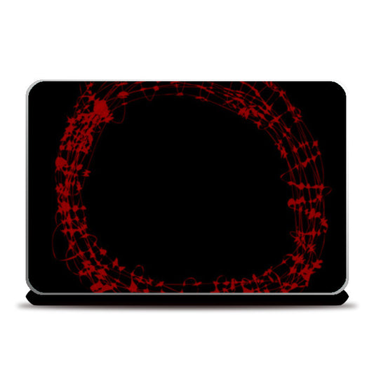 Abstract Wires Red on Black Laptop Skins
