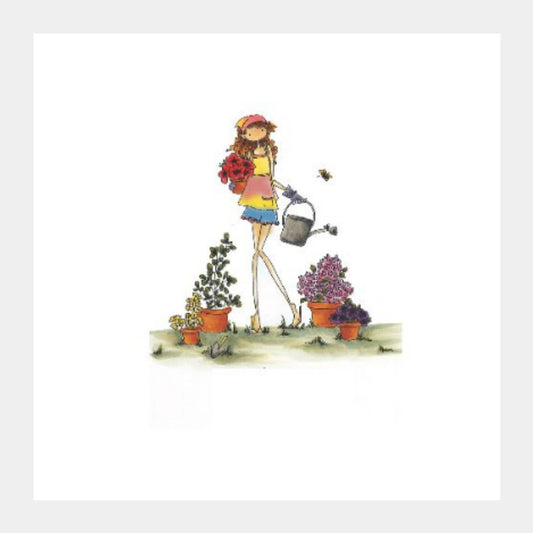 Square Art Prints, Wide eyed flower girl