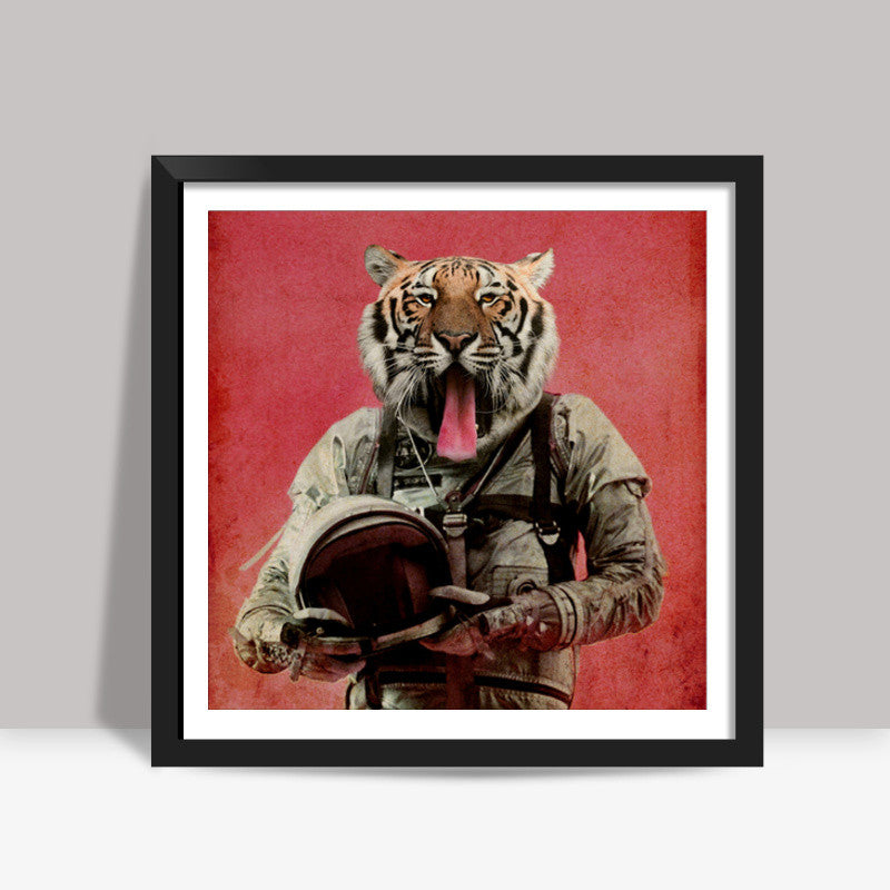 Space tiger Square Art Prints