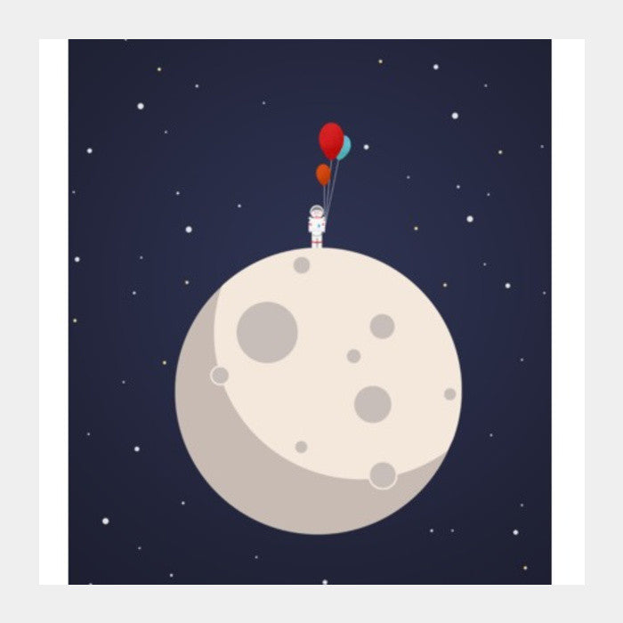 Square Art Prints, Man on the moon Square Art Prints