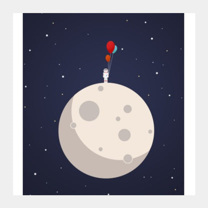 Square Art Prints, Man on the moon Square Art Prints