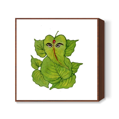 Leaf Ganesha Square Art Print