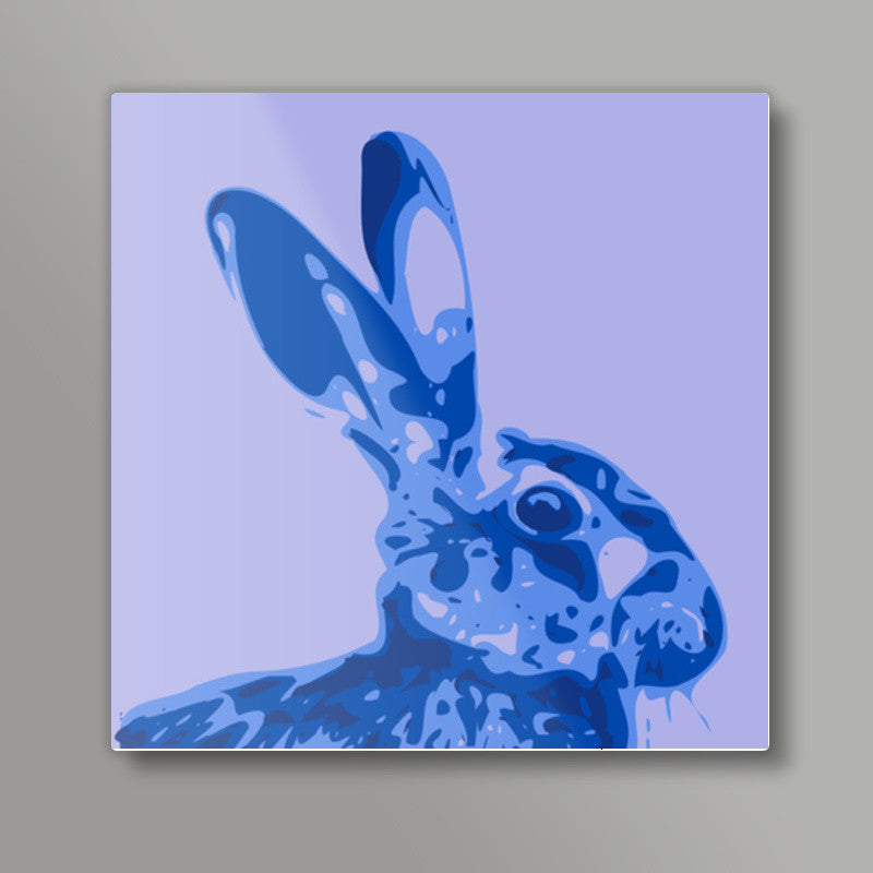 Abstract Hare blue Square Art