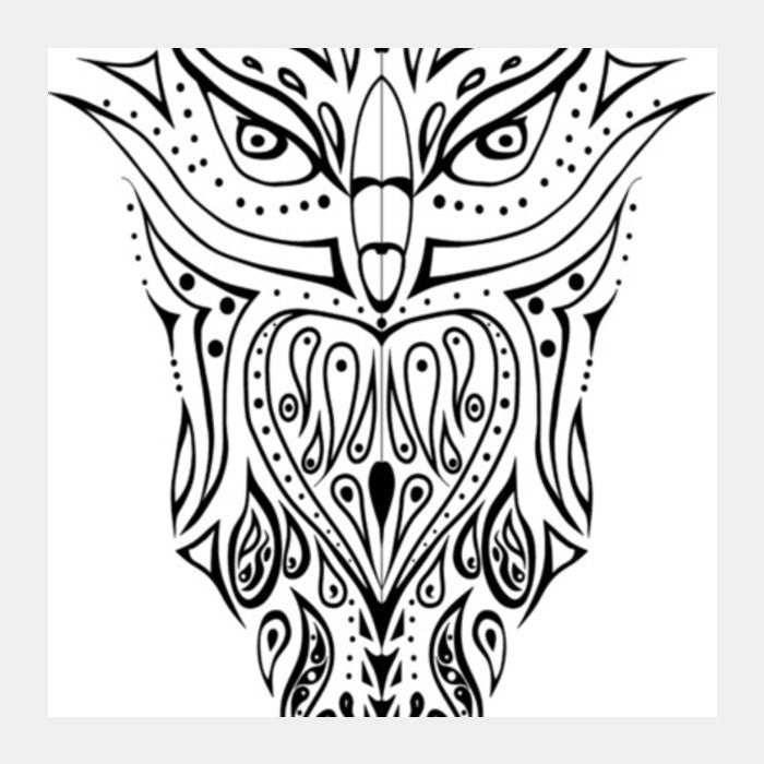 owl illustration hand drawn art Square Art Prints