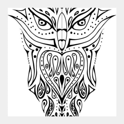 owl illustration hand drawn art Square Art Prints