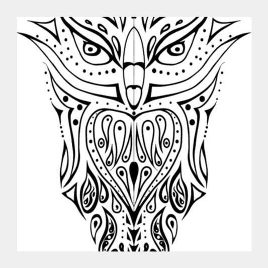 owl illustration hand drawn art Square Art Prints