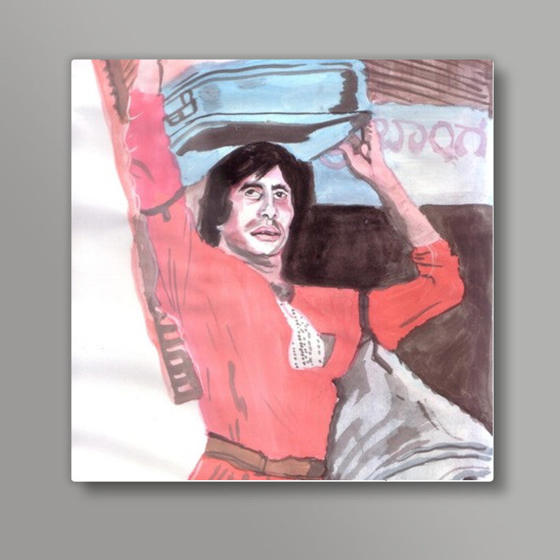 Bollywood superstar Amitabh Bachchan from his memorable movie Coolie Square Art Prints