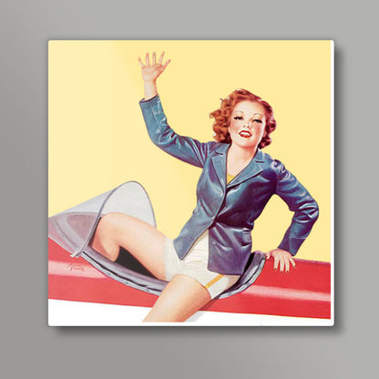 Vintage Pin Up Girl Poster 2 Square Art Prints