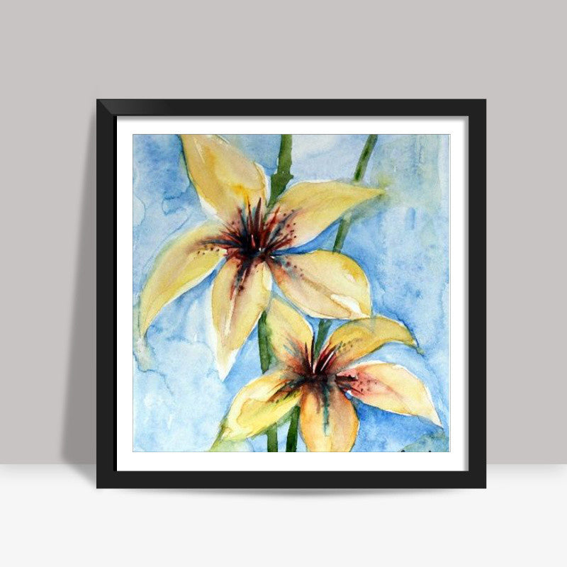 Identical Floral Twins Square Art Print