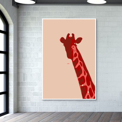 Abstract Giraffe Red Wall Art