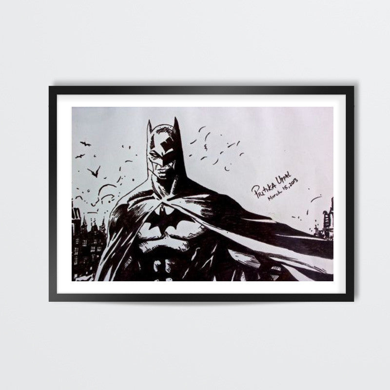 The Dark Knight Batman ink drawing Wall Art