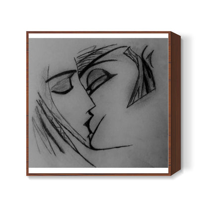 Kiss | Pencil Sketch Square Art Prints