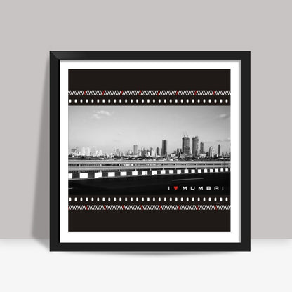 I love Mumbai- Bombay Retro Blackandwhite Style Square Art Prints