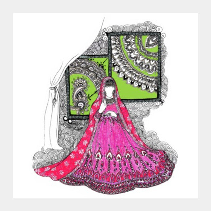 Square Art Prints, Indian Bridal Square Art | Liu, - PosterGully