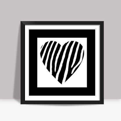 Zebra Heart Square Art Prints