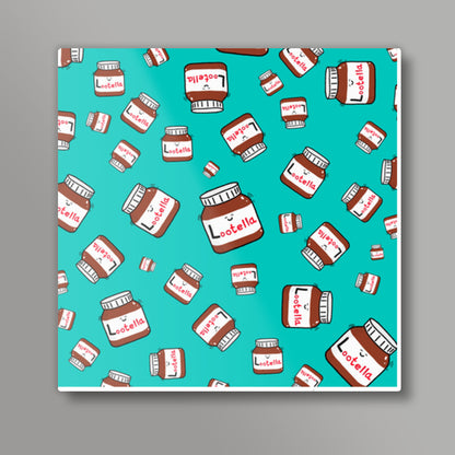 Lootella (Pattern + BG Color) Square Art Prints