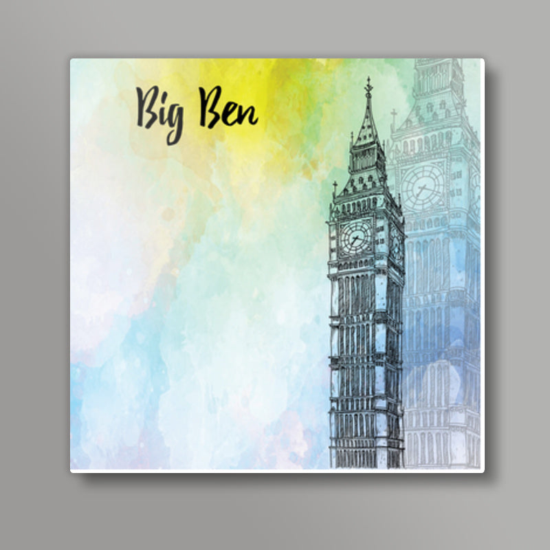 Big Ben - London Square Metal Prints