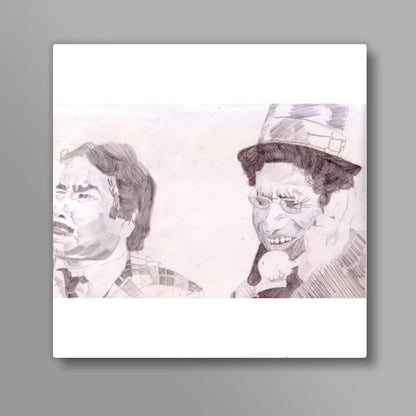 Satish Kaushik and Naseeruddin Shah from Jaane Bhi Do Yaaron Square Art Prints