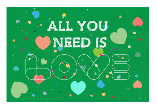 Love Typography With Green Art PosterGully Specials