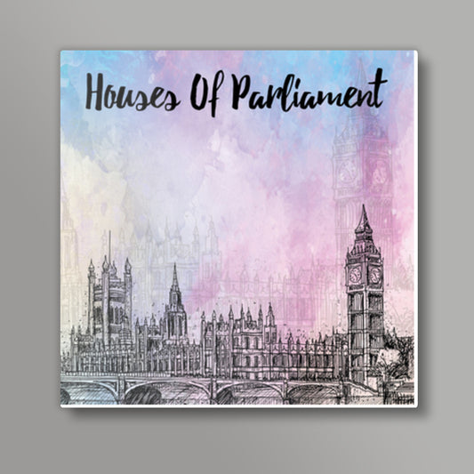 Palace of Westminster - London Square Metal Prints