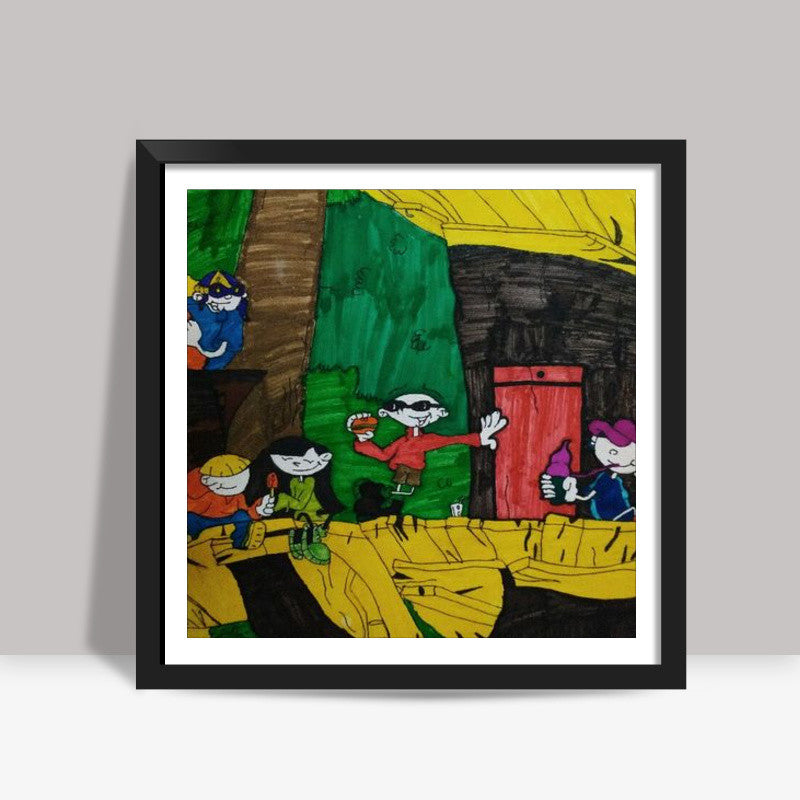 kids next door square art print | artist : Gaurav Sahu