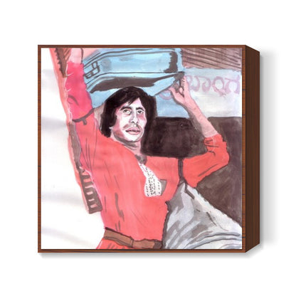 Bollywood superstar Amitabh Bachchan from his memorable movie Coolie Square Art Prints