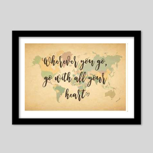 World Map With Text Quotes Premium Italian Wooden Frames