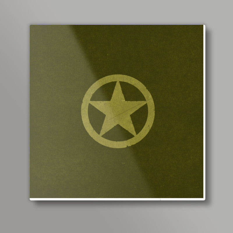 BRAVE ARMY STAR BADGE Square Art Prints